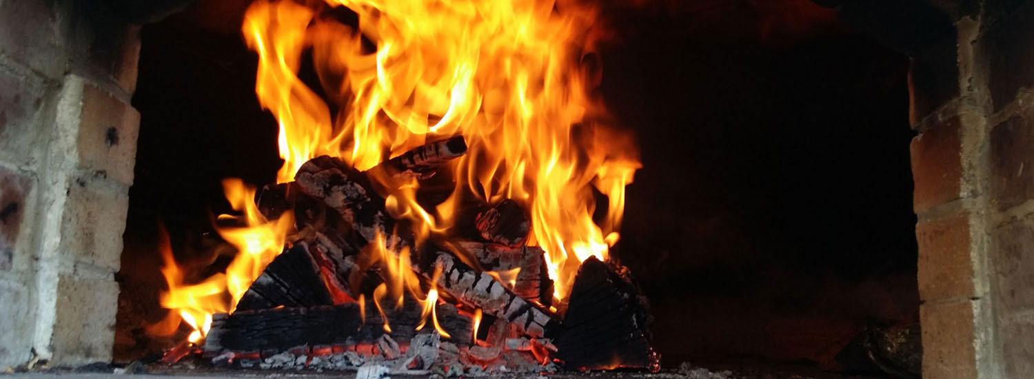 woodfire in a brick oven